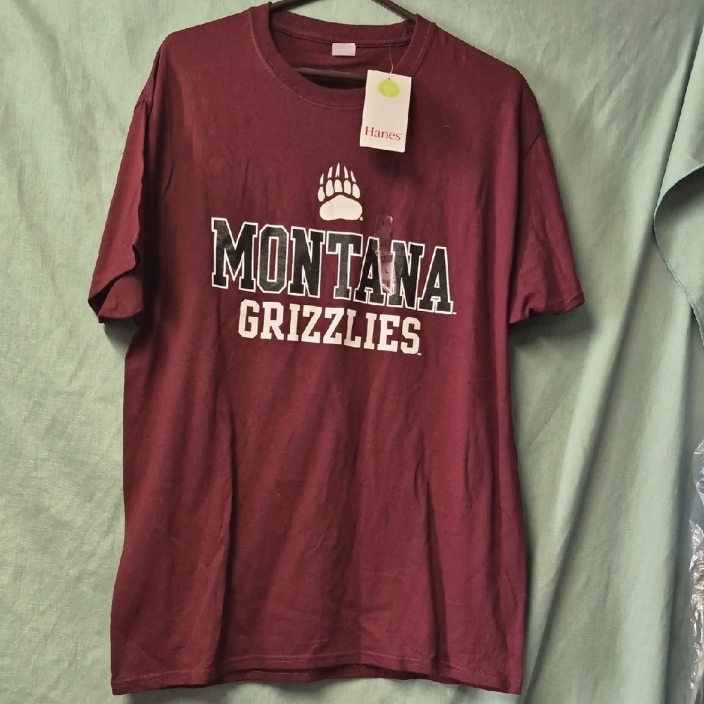 Hanes Burgundy Montana Grizzlies Tee Large